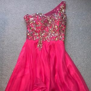 One-Shoulder Pink Prom Dress